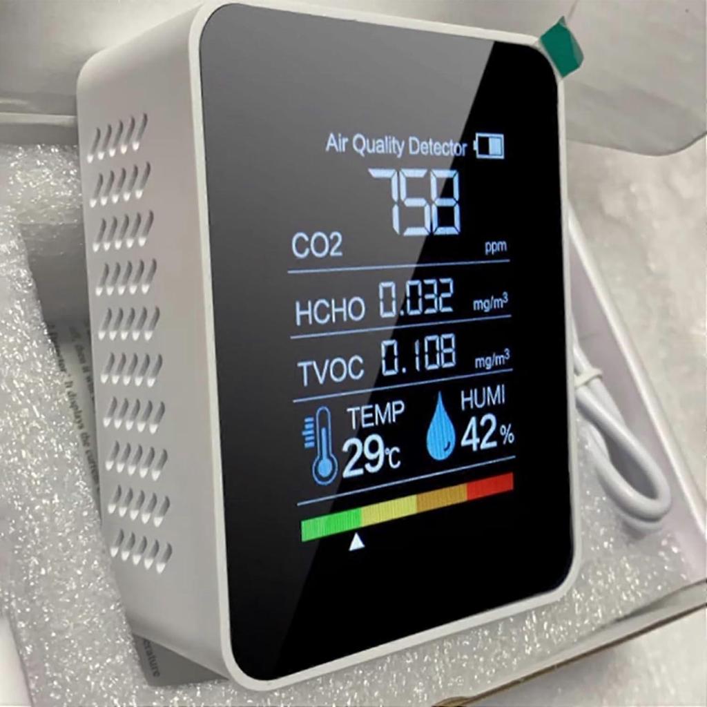 Air Quality Monitor CO2 Sensor For Grow Tents Bedrooms And Home With Clear Display Portable For Monitoring