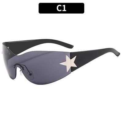 Luxury Punk Sports Sunglasses Women  Designer One Piece Sun Glasses Men Goggle Shades UV400 Five Star Fashion Eyewear