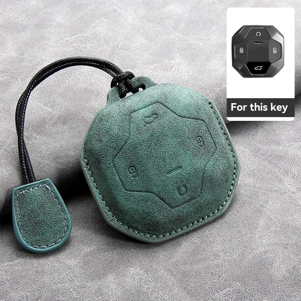Leather Car Key Case Cover Protective Shell for Chery Jetour To Genesis Traveller T2 X90 X70 X95 DASHING X-1 Plus DTC L9 Kechain