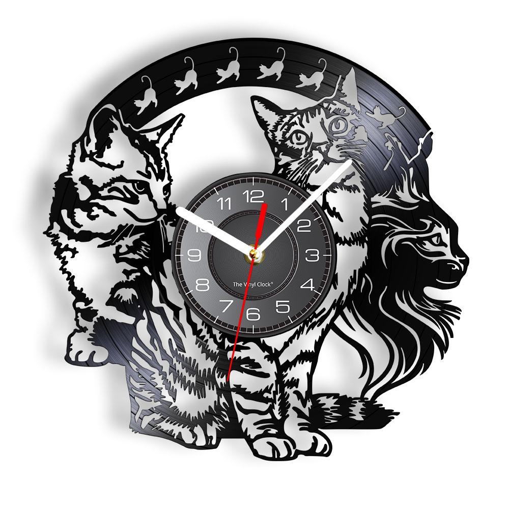 I Love Cat Vinyl Custom Wall Clock Vintage Style Cats Wall Clock Design Gift For Cat Lovers Animals Home Decoration Vinyl Clock
