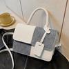 Women PU Leather Shoulder Bag Stylish Crossbody Bag Patchwork Handbag Stylish Top Handle Bag with Detachable & Adjustable Shoulder Strap for Commuting