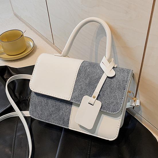 Women PU Leather Shoulder Bag Stylish Crossbody Bag Patchwork Handbag Stylish Top Handle Bag with Detachable & Adjustable Shoulder Strap for Commuting