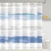 Blau und Grau Gestreifter Duschvorhang, Abstrakt Modern Minimalistisch Ästhetisch Geometrisch Hotel Badezimmer Dekor Stoff Hellblau Weiß