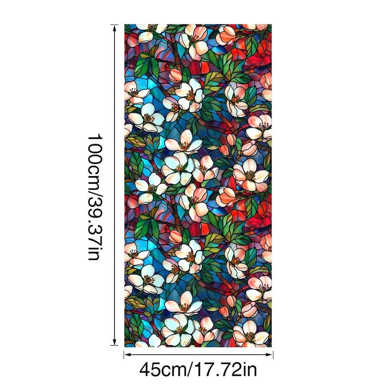 

Floral Static Privacy Window Film - Decorative Flower Glass Clings for Home Office Living Room Bedroom Diy Door Window Stickers (as the picture,45x200cm)