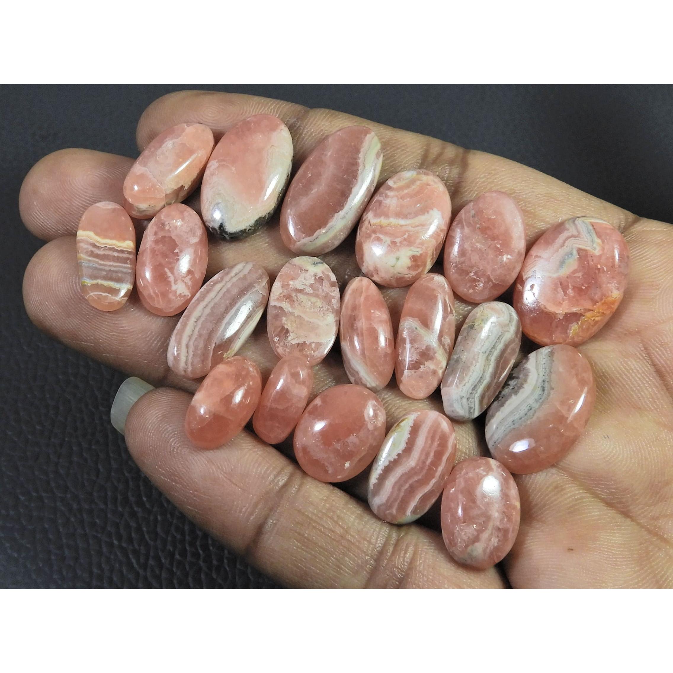 202Cts. Natural Pink Rhodochrosite Oval Cabochon Loose Gemstone 19Pcs Lot C-2314
