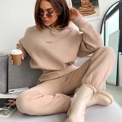 Autumn New Women's Knitted Fleece Casual Set Two-piece Set