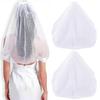 Delicate Rhinestones Wedding Veil Double Layer Crystal Design Soft Mesh Fabric Comfortable Bride Headpiece