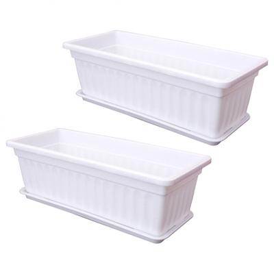 2 Pcs Container Rectangular Flower Pot Planter Indoor Planters Plastic Pots Outdoor