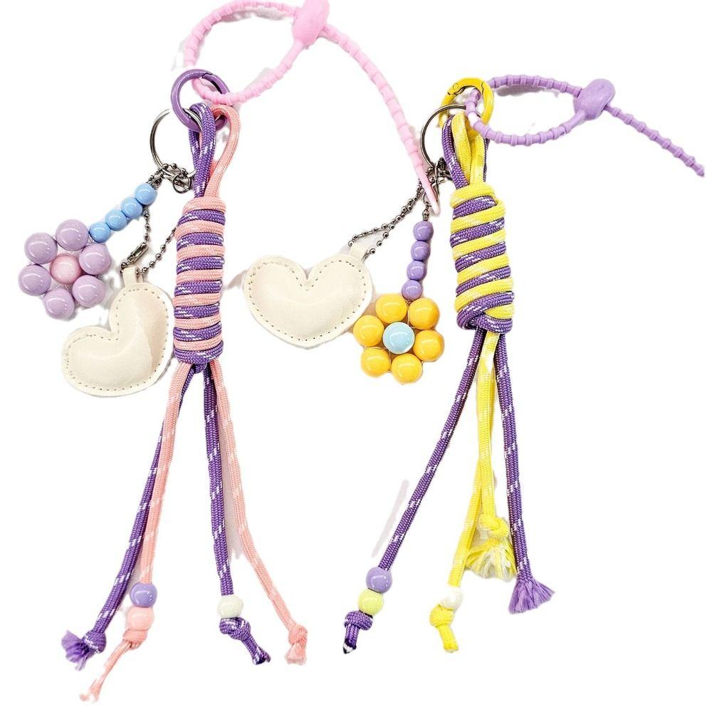 

DIY Flower Keyring Handmade Flower Rope Keychain Creative Flower Keychain Key Decoration фіолетовий