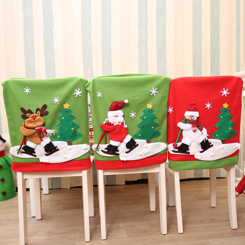 Festive Christmas Chair Covers For Holiday Decor Soft Plush Ski Chair Cap For Christmas