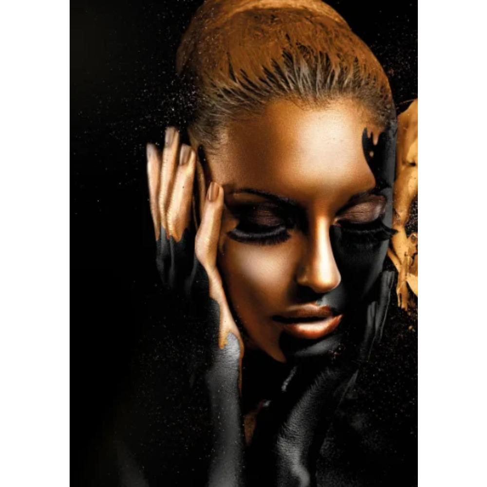 African Women Classic Black Gold Gestures Posters and Prints Female Portraits Canvas Painting Wall Art Pictures for Home Deco