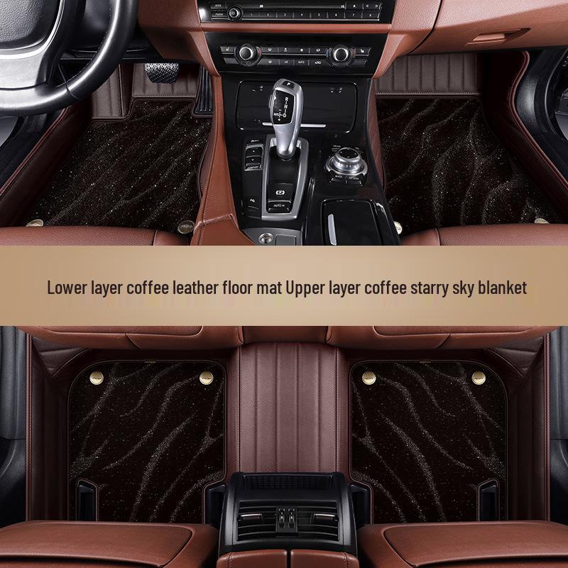 Genuine Leather Full Surround Car Floor Mats for 22 Volkswagen Models: Magotan, Tiguan L, Teramont X, and Passat