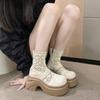 Fashion Autumn Platform Thick Bottom Woman Ankle Boot Fashion Hollow Out Breathable Shoes Ladies Elegant Lace Mordern Sandalias Booties
