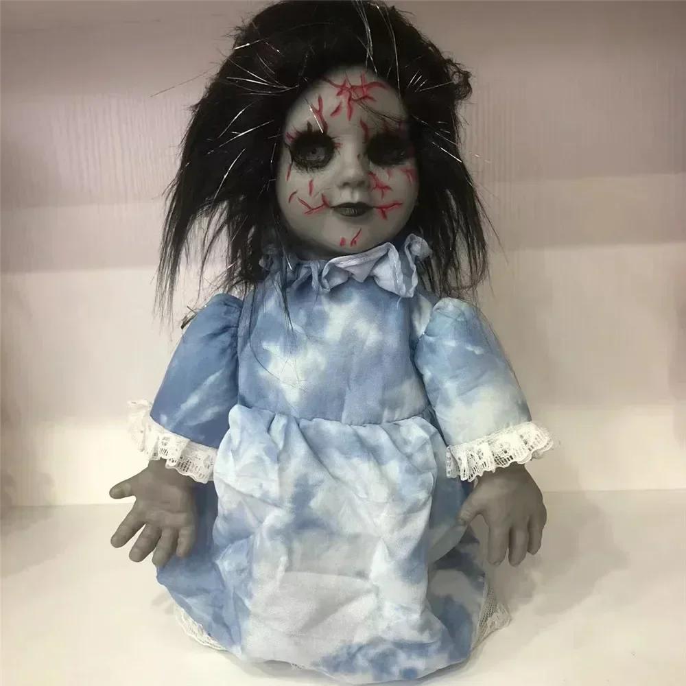 Kwaadaardige Spookpop Halloween Elektrische Lopende Baby Muziekpoppen Lichtgevende Paasfeest Decoratie Nacht Enge Trick Prank Rekwisiet