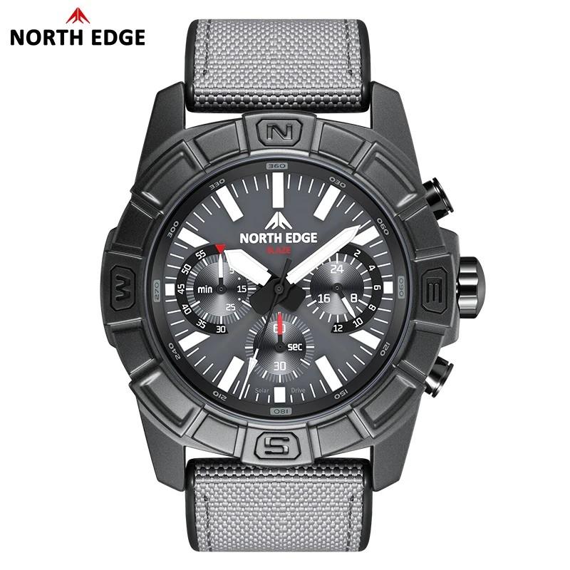 

NORTH EDGE BLAZE Men s Watches Solar Power 316 stainless steel Case Quartz Watch For Men Pilot Sports Waterproof 50M Stopwatch