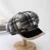 Vintage Plaid Octagonal Beret Women Autumn Winter Hats For Women Keep Warm Painter Cap New
