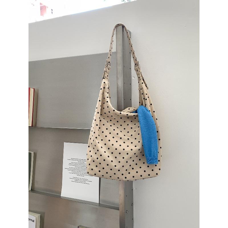 New Casual Polka Dot Bag Women's Cotton Cloth Trend Original Large-capacity Tote Bag Lazy Commuter Shoulder Bag Women