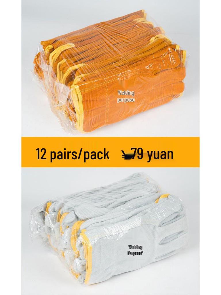 Cowhide Wear-Resistant Welding Gloves - Anti-Scald, Soft, Protective Labor Gloves