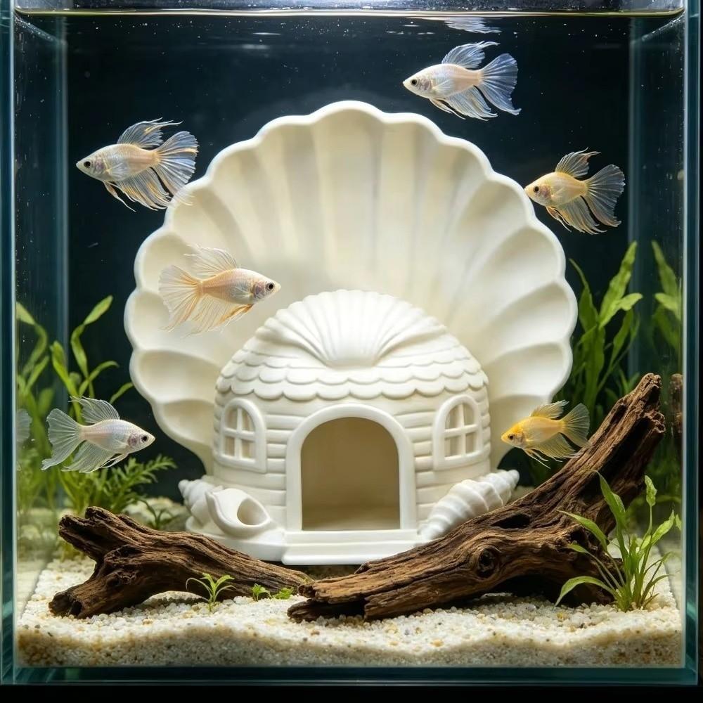 Plastic Fish Hiding House 3D Printed Betta Shelter Aquarium Cave Ornament  Office Decoration