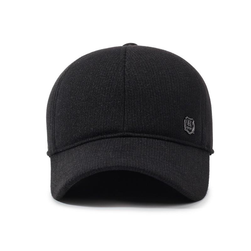 Men's Baseball Cap Autumn Winter Middle-Aged and Elderly Thick Ear Protection Warm Cap Outdoor Wool Cold-Proof Dad Cotton Cap