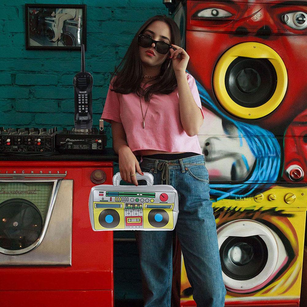 2Pcs Aufblasbare Radio Boombox Aufblasbare Handy Aufblasbare Requisiten für 80er 90er Party Dekorationen