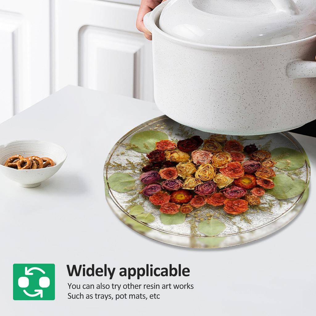 Resin Table Mold Soft Silicone Epoxy Table Mold with 3 Metal Leg Decorative Silicone Resin Tray for Home Decoration DIY Art Work