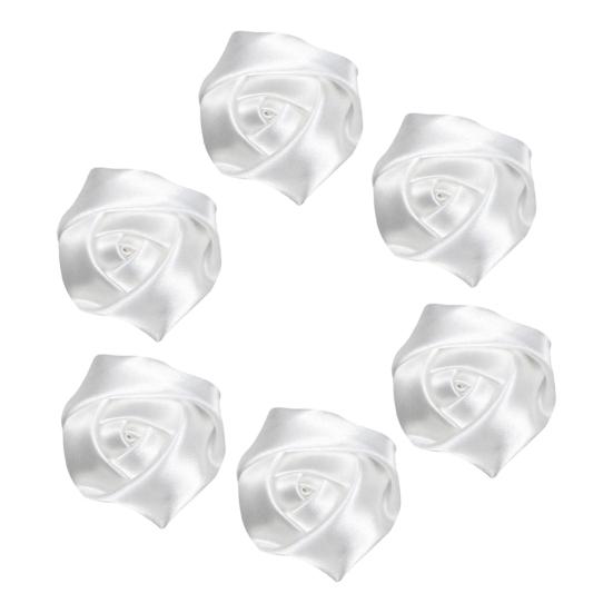6Pcs Corsage Handmade Reversible Satin Roses Wedding Corsage DIY Hair Accessories Bridal Bouquets Small Floral Accessories