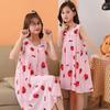 Cămașă de noapte de vară din bumbac fără mâneci pentru fete - Pijamale asortate mamă-fiică