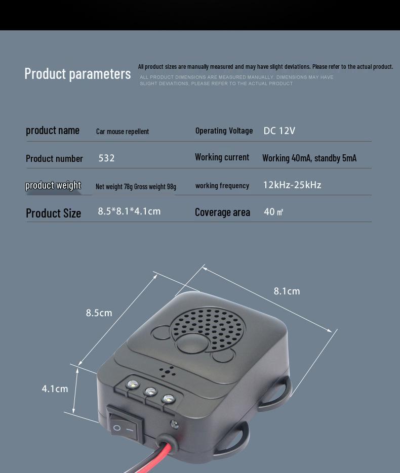 Ultrasonic Car Rodent Repellent - Auto-Activates When Parked, Protects Circuits