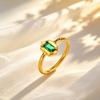Retro Exquisite AAA Green Zircon Rings for Women Waterproof Gold Plated Stainless Steel Wedding Ring Luxury Fine Jewelry