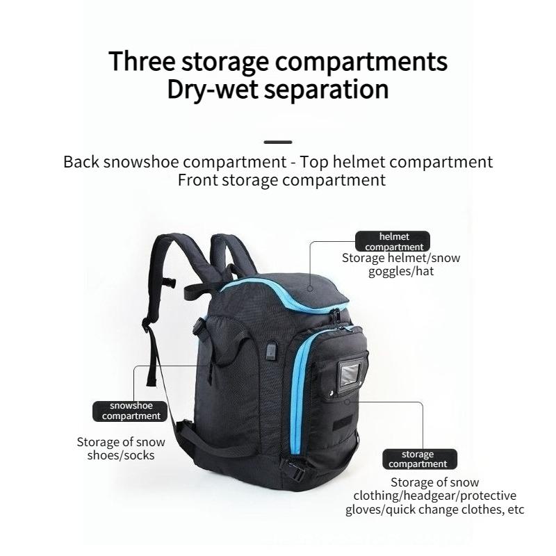 Snow Boots Snowboard Backpack, Oxford Cloth Waterproof and Wear-resistant Skateboard Outdoor Travel Bag Large Capacity Storage