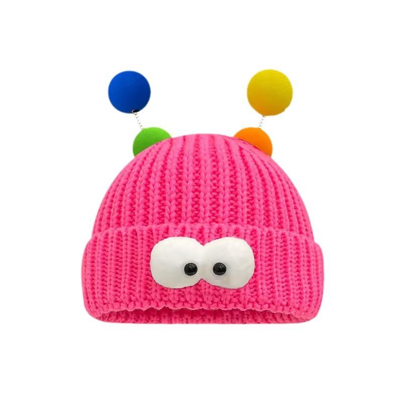 Cartoon Big Eyed Little Monster Woolen Hat for Women In Autumn and Winter Cute and Cute  Funny Couple Style Knitted Hat To Show Small Face