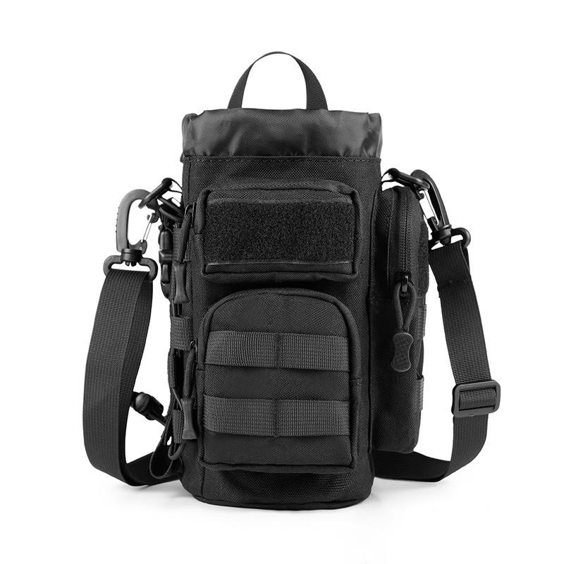 New Large Capacity Outdoor Water Bottle Bag Waist Bag Bundle Water Cup Protective Cover Crossbody Bag MOLLE Water Bottle Bag чёрный