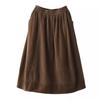 Johnature Woman Autumn Niche Elastic Waist Solid Color Casual A-Line Skirt Fashion Vintage Chinese Style Retro Skirt