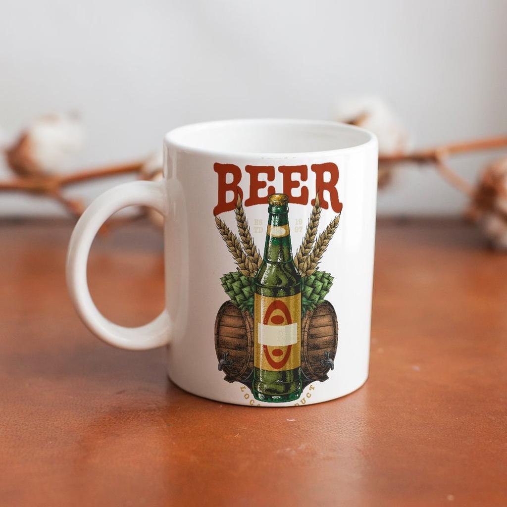 1pc 11oz Double-Sided Printed Mug for Beer Fans, Clean and Durable Ceramic, Fun Daily Gift for Friends