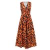 HNXC Women's Fashion Summer Spring Leopard Print Sleeveless V-Neck High Waist Casual Dresses