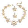 Crystal Flower Jewelry Set Exquisite Necklace Earrings Set Rhinestone Necklaces Earrings  Banquet