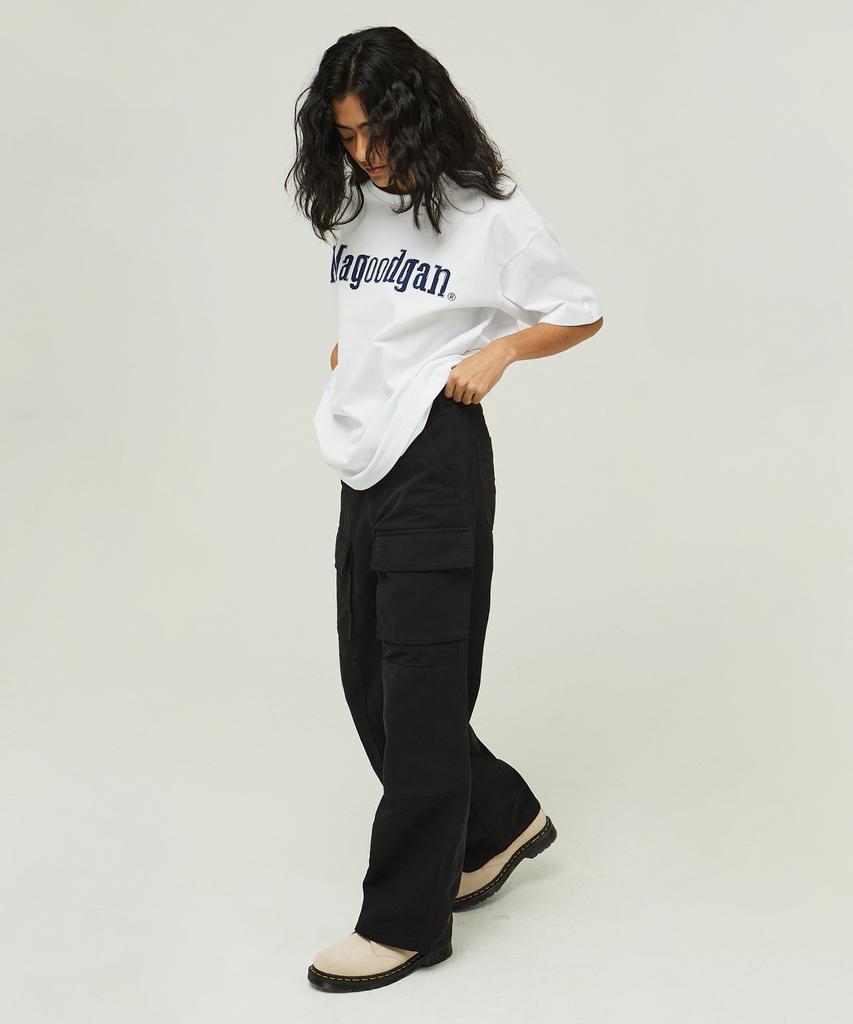 MAGOODGAN Swagver 3580 Embroidered Oversized Off-White Short Sleeve Tee