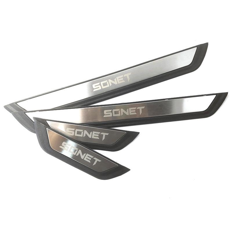 4Pcs/Lot ABS Stainless Steel For - KIA SONET Door Sill Pedal Welcome Scuff Plate Decoration Cover