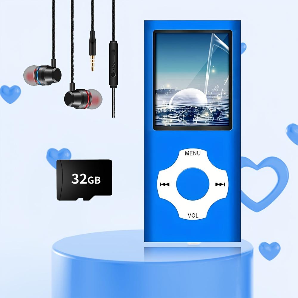 Classic MP3 MP4 player, music player with 32 GB memory card and high-quality headphones, portable digital music player/video/recording/e-book reader/