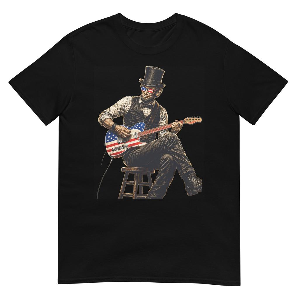 Abraham Lincoln Playing Guitar Patriotic 4th July 250th Usa TShirt