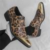 New Brand Designer Gentleman Pointed Leopard Pattern Forma Dress Shoes For Men Monk Strap Wedding Loafers Zapatos Hombre