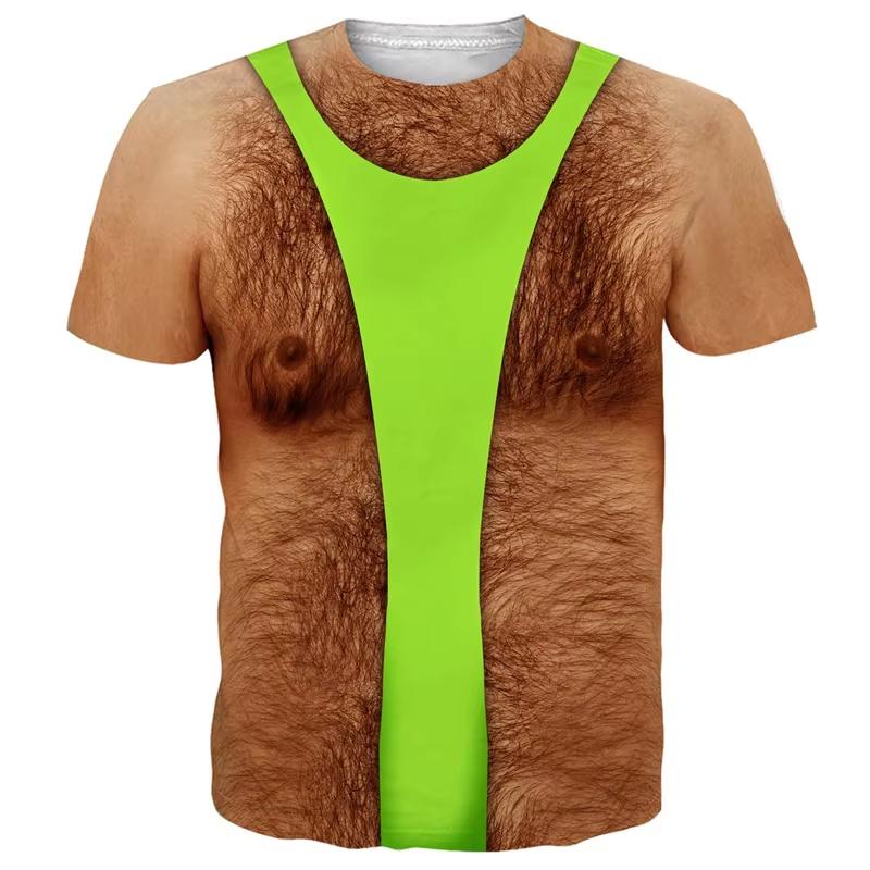 

Hairy Chest Men T Shirt 3d Printed Muscle Fake Abs T-shirt Cosplay Costume Tee Shirts Summer Women T-shirt Clothing T-shirt Y2k XXS