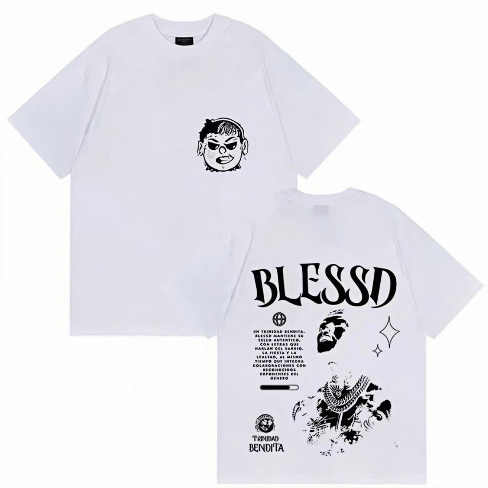 Rapper Blessd Tour 2026 New Album T-Shirt Graphic Print Men Women Pop Music Trend Cotton T-Shirt Fashion Extra Large