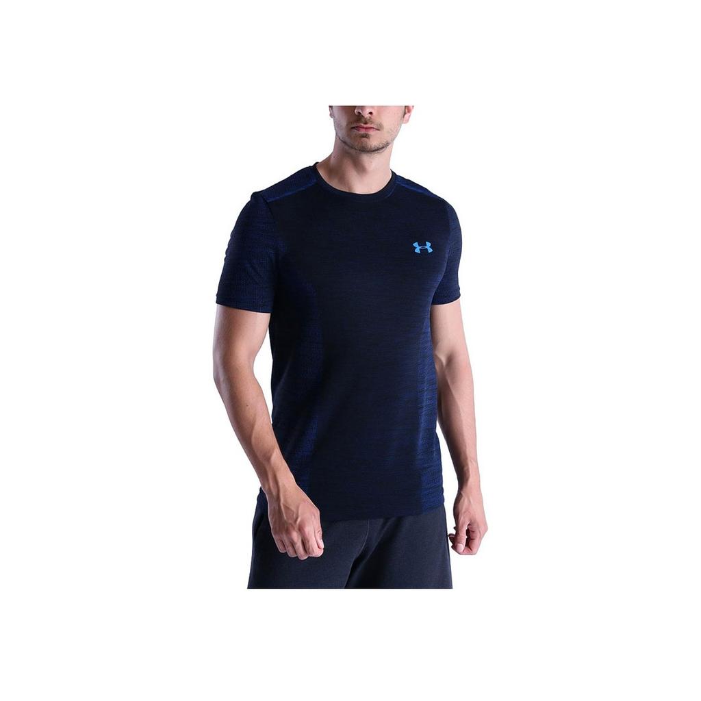 Under Armour Rush Heatgear True Ink Casual Sports Crew Neck Short Sleeve T-Shirt Men Tops Blue 1289596-437