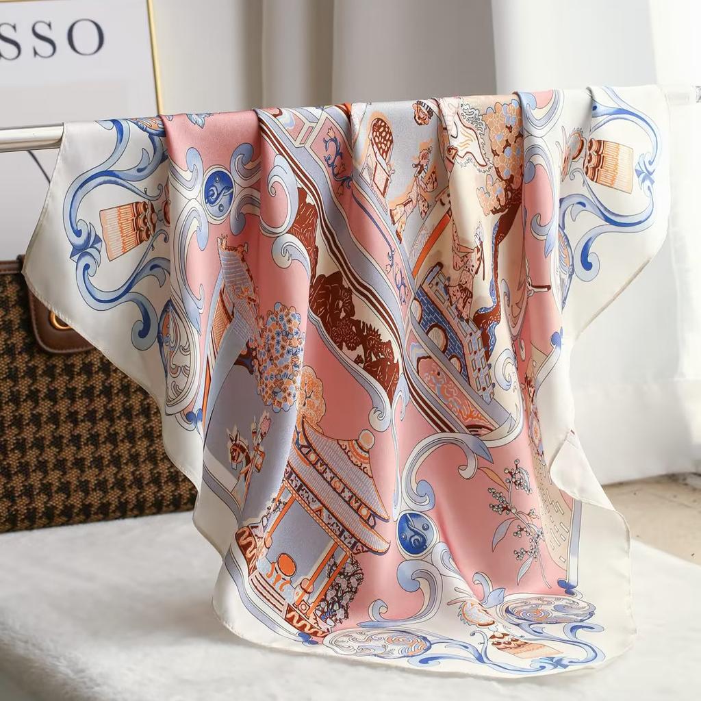 New 100% Natural Silk Scarf Square Female Fashion Beach Pashmina Bufanda Women Shawl Wraps Bandana 65cm Scarves Foulard Echarpe