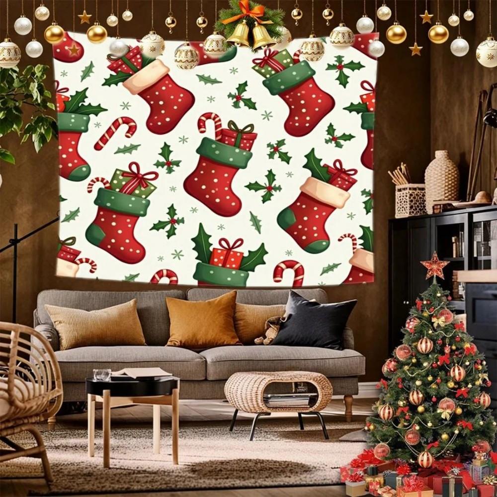 VIKAMA Christmas Snowman Tapestry with Snowflake Pattern Waterproof and FadeResistant Living Room Decor
