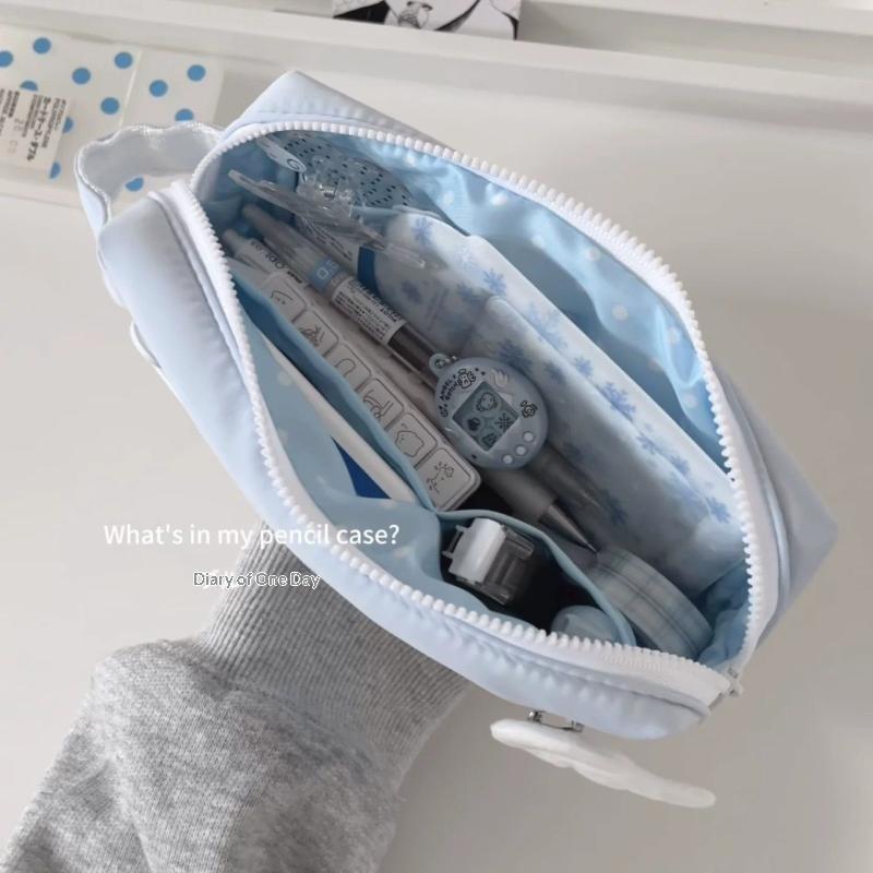 Durable Salt Style Pencil Case Handheld Large Capacity Pen Bag Stationery Bag Zipper Pencil Case Stationery