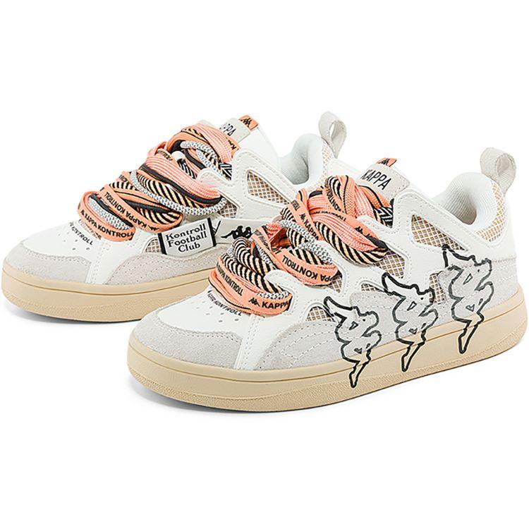 Kappa Fabric Synthetic Leather Two-Layer Cowhide Trendy Logo Slip-Resistant Wear-Resistant Low-Top Sneakers Unisex sneakers White Brown K0DX5CS01F-012