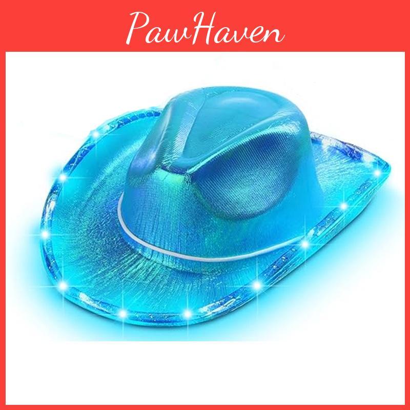 Halloween Cosplay Led Cowboy Hat With Colorful Lights For Party Costume Dress Up